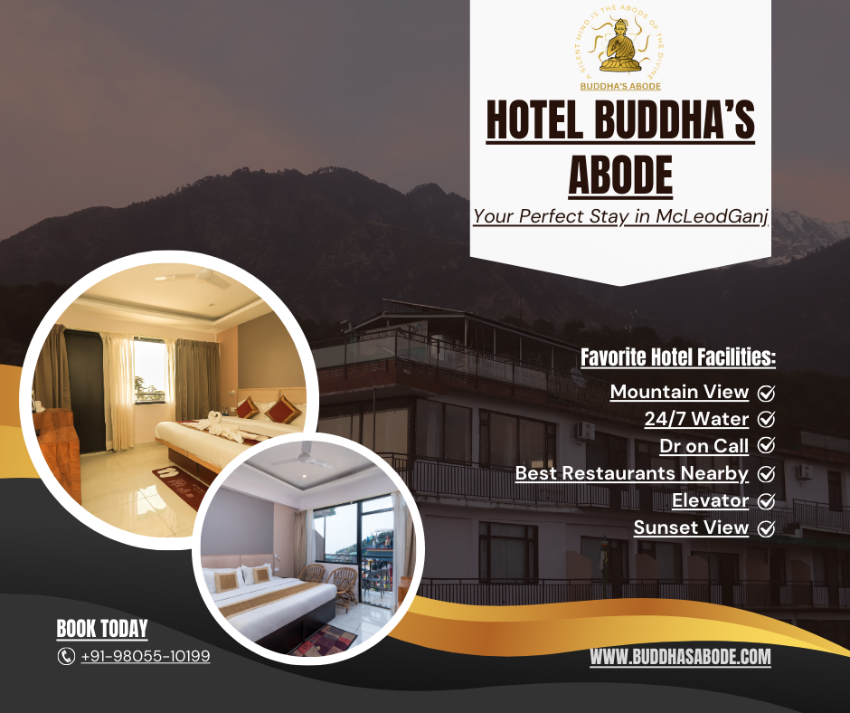 Hotel Buddha’s Abode in McLeodGanj with mountain views and peaceful ambience, ideal for stays near Dalai Lama Temple.